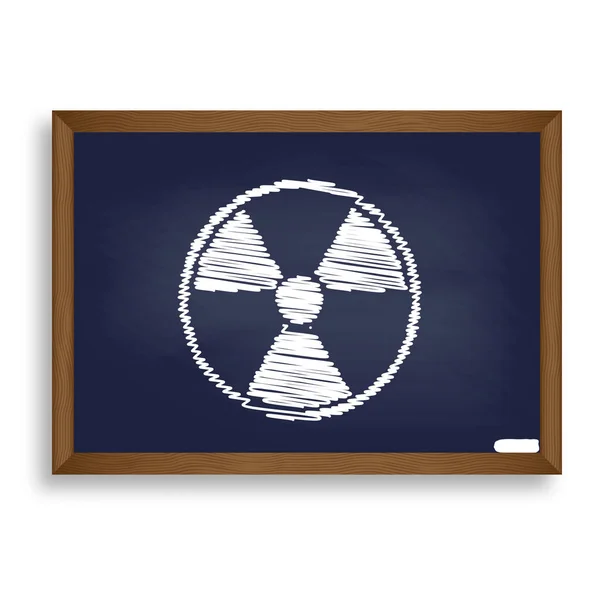 Radiation Round sign. White chalk icon on blue school board with — Stock Vector