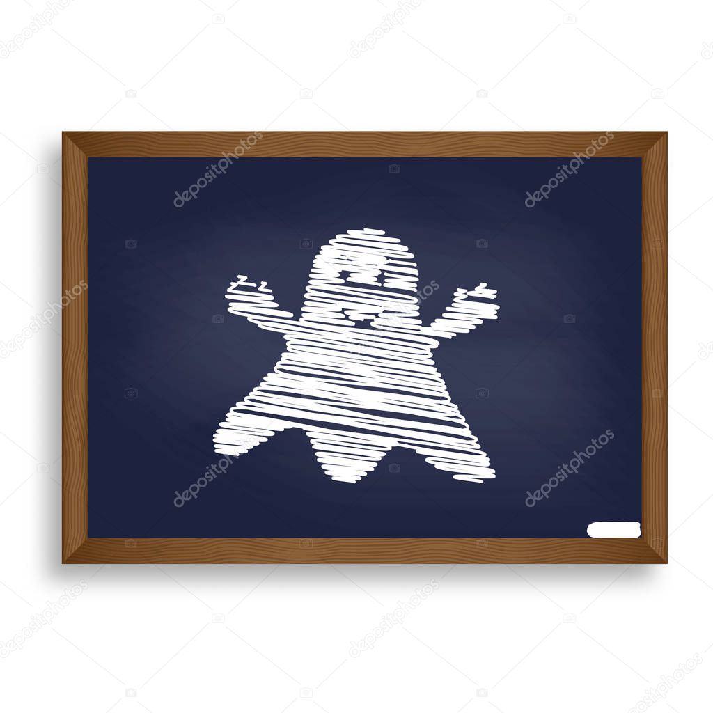 Ghost isolated sign. White chalk icon on blue school board with 