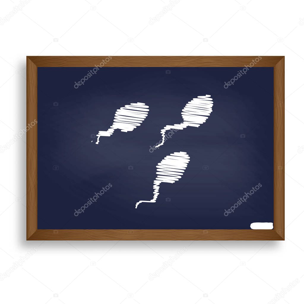 Sperms sign illustration. White chalk icon on blue school board 