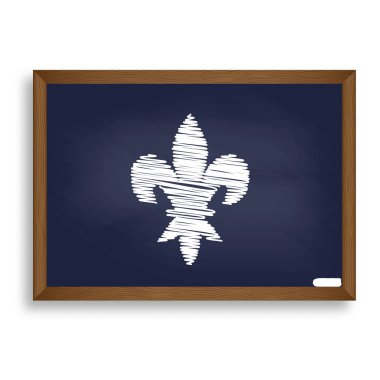 Tasarım öğeleri. Mavi okul yönetimi ile Beyaz tebeşir simgesini 