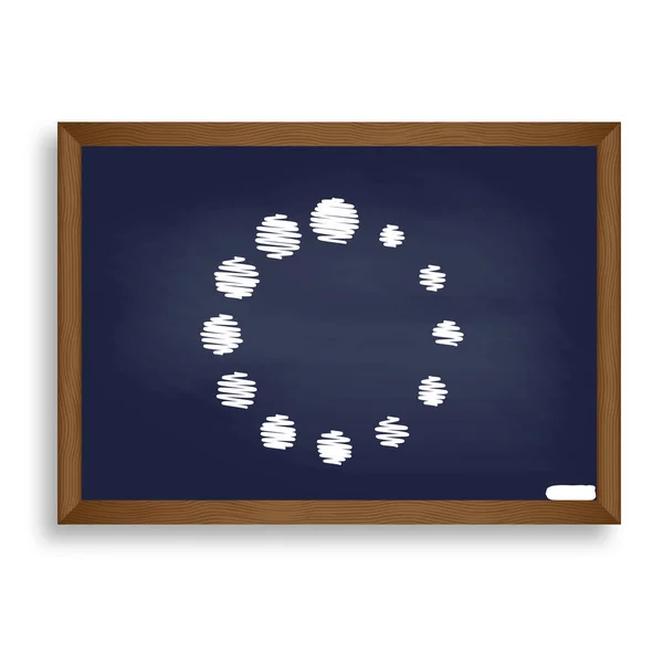 Круговая погрузочная вывеска. Значок белого мела на синем школьном совете — стоковый вектор