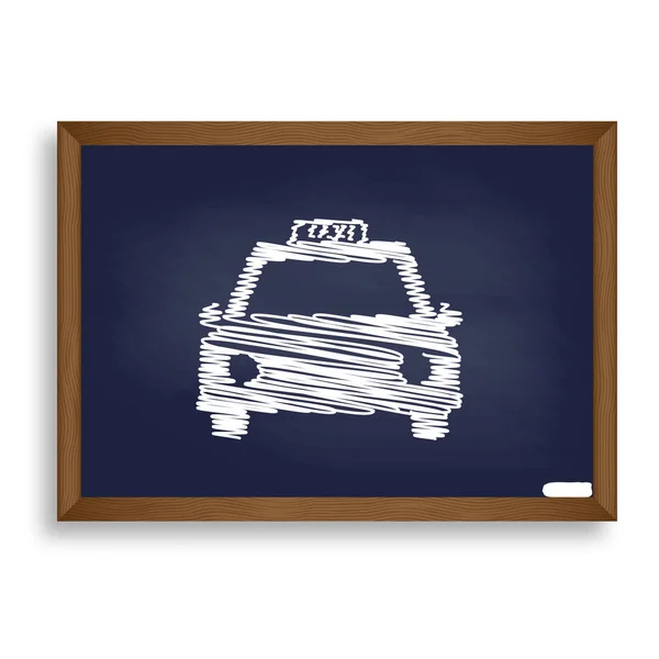 Taxischild-Illustration. weißes Kreidesymbol auf blauer Schultafel — Stockvektor