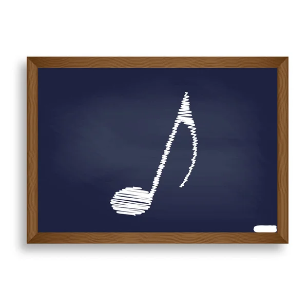 Music note sign. White chalk icon on blue school board with shad — Stock Vector