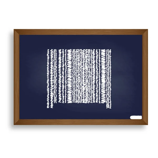 Codice a barre. Icona in gesso bianco sul tabellone blu con ombra — Vettoriale Stock