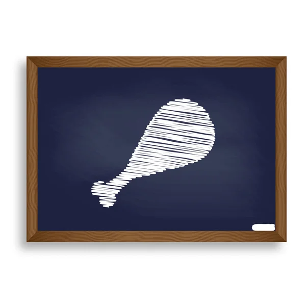 Kip been teken. Wit krijt pictogram op blauwe schoolbestuur met sha — Stockvector