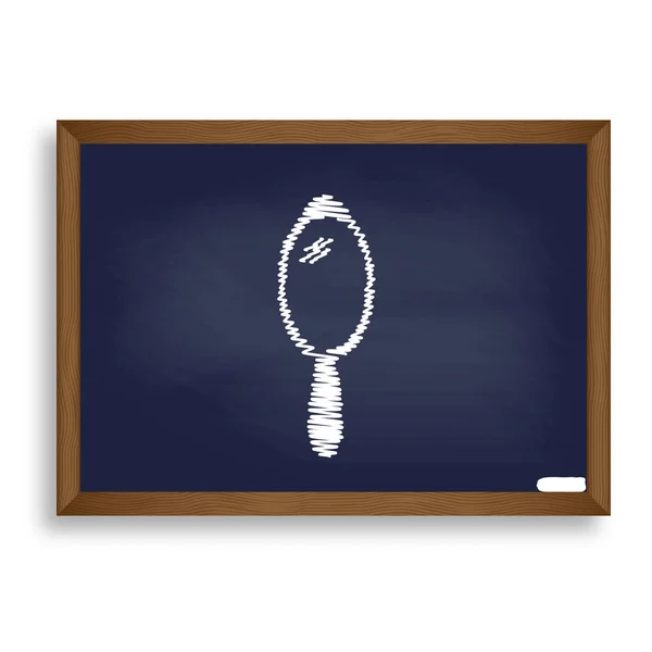 Σημάδι καθρέφτη χέρι. Άσπρη κιμωλία εικονίδιο μπλε Σχολικής Εφορείας με sha — Διανυσματικό Αρχείο