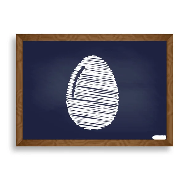 Знак яйца цыпленка. Значок белого мела на синей школьной доске с шадом — стоковый вектор