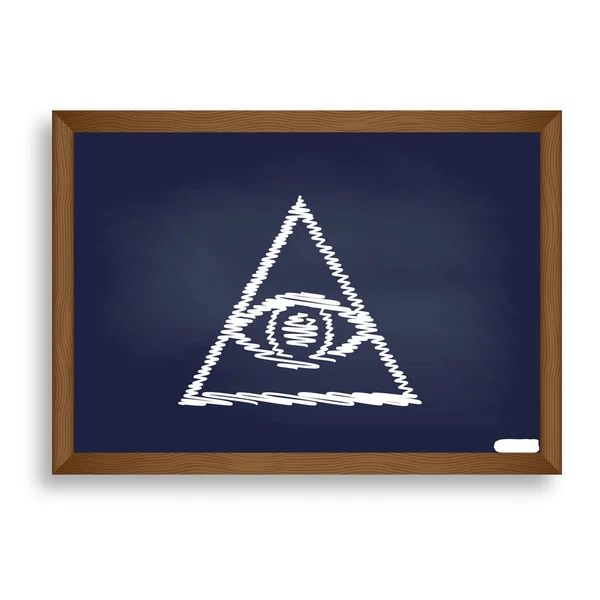 All seeing eye pyramid symbol. Freemason and spiritual. White ch — Stock Vector