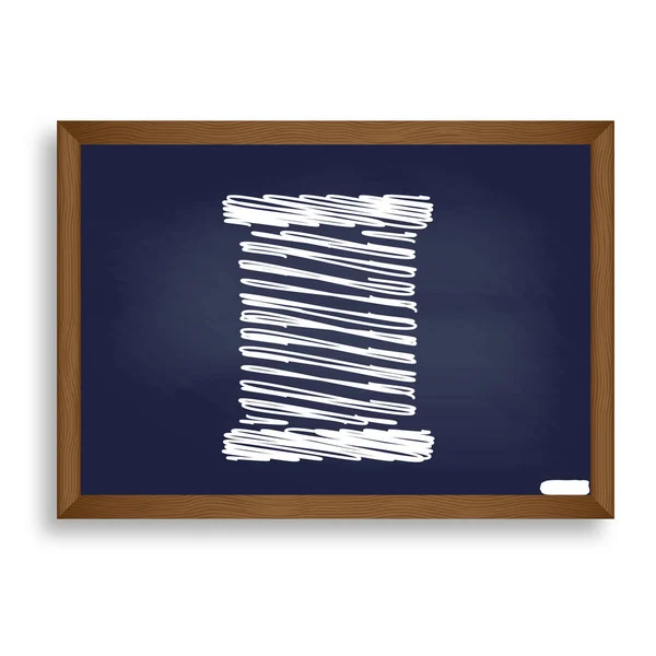 Draad teken illustratie. Wit krijt pictogram op blauwe schoolbestuur — Stockvector