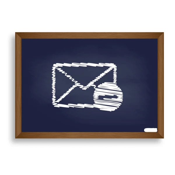 Иллюстрация почтового знака. Значок белого мела на синей школьной доске — стоковый вектор