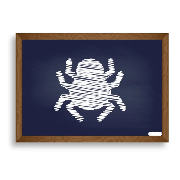 Pavouk znamení ilustrace. Ikona bílé křídy na modré školní rady — Stockový vektor