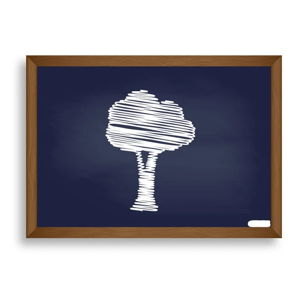 Δέντρο εικόνα σημάδι. Άσπρη κιμωλία εικονίδιο μπλε σχολείο σκάφους wi — Διανυσματικό Αρχείο