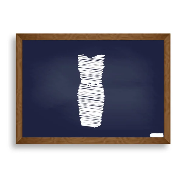 Ilustración de signo de vestir. Icono de tiza blanca en el tablero de la escuela azul w — Archivo Imágenes Vectoriales