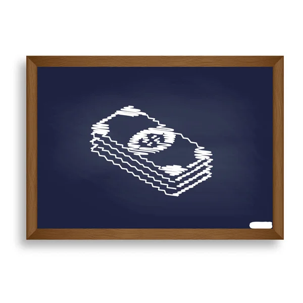 Konto bankowe z Notka znak dolara. Kreda biały ikona na niebieski Kuratorium wit — Wektor stockowy