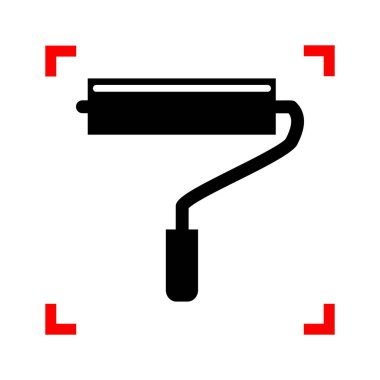 Silindir işareti illüstrasyon. Siyah beyaz b köşelerinde odak simgesinde