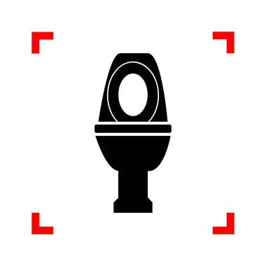 Tuvalet işareti illüstrasyon. Siyah beyaz b köşelerinde odak simgesinde