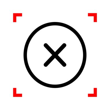 İşareti illüstrasyon çapraz. Siyah beyaz ba köşelerinde odak simgesinde