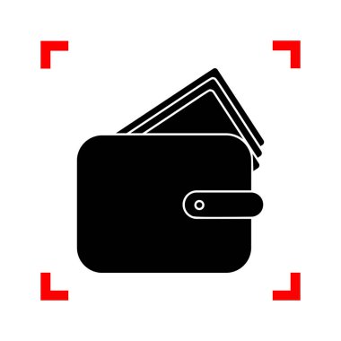 M-cüzdan işareti illüstrasyon. Siyah beyaz b köşelerinde odak simgesinde