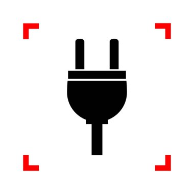 Soket işareti illüstrasyon. Siyah beyaz b köşelerinde odak simgesinde
