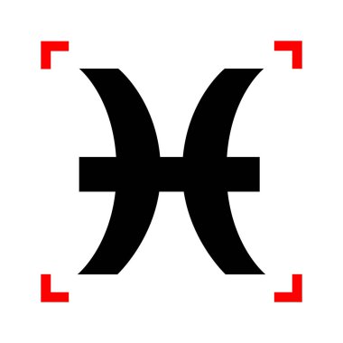 Balık illüstrasyon işareti. Siyah beyaz b köşelerinde odak simgesinde