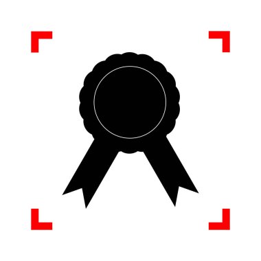 Etiket işareti kurdeleler. Siyah beyaz backgro köşelerinde odak simgesinde