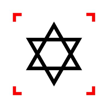 Kalkan Magen David Star. İsrail sembolü. Odak c siyah simgesi