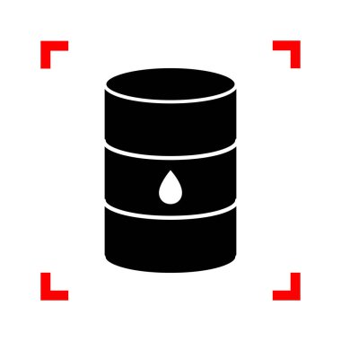 Petrol varil işaret. Odak köşe beyaz arka planda siyah simgesi