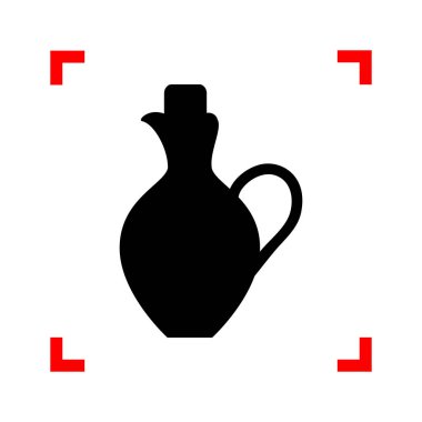 Amfora işareti illüstrasyon. Odak köşe beyaz üzerine siyah simgesi