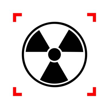 Radyasyon yuvarlak işareti. Siyah beyaz backg köşelerinde odak simgesinde