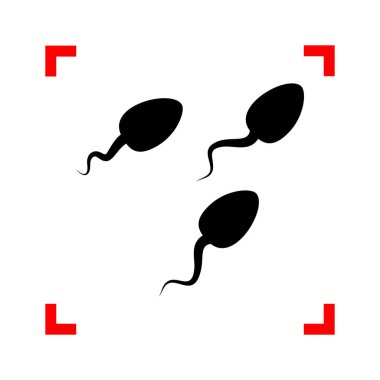 Spermlerinin illüstrasyon işareti. Siyah beyaz b köşelerinde odak simgesinde