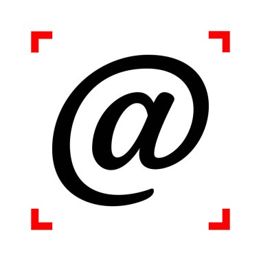 Posta işareti illüstrasyon. Siyah beyaz bac köşelerinde odak simgesinde