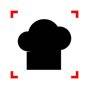 Şef kap işareti. Odak köşe beyaz arka planda siyah simgesi.