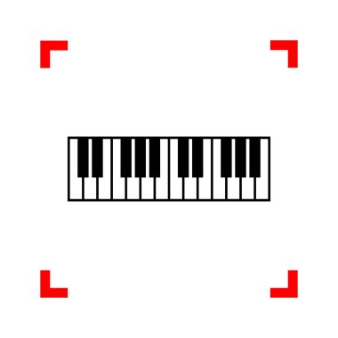 Piano Keyboard sign. Black icon in focus corners on white backgr clipart