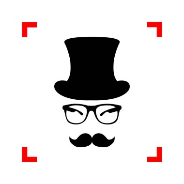 Hipster Aksesuar tasarımı. Odak köşe beyaz üzerine siyah simgesi