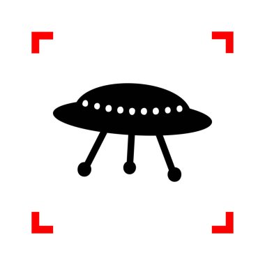 UFO basit kayıt. Odak köşe beyaz arka planda siyah simgesi