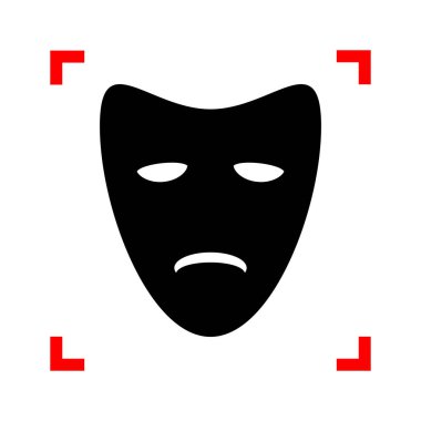 Trajedi Tiyatro maskeleri. Siyah beyaz b köşelerinde odak simgesinde