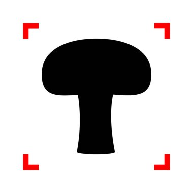 Mantar basit kayıt. Siyah beyaz backg köşelerinde odak simgesinde