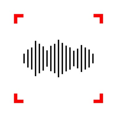 Ses dalgaları simgesi. Siyah beyaz adam köşelerinde odak simgesinde