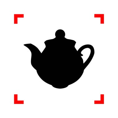 Çay makinesi işareti. Odak köşe beyaz arka planda siyah simgesi.