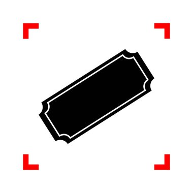 Bilet işareti illüstrasyon. Siyah beyaz b köşelerinde odak simgesinde