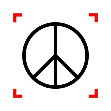 Barış işareti illüstrasyon. Siyah beyaz ba köşelerinde odak simgesinde