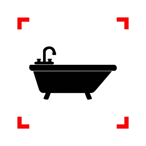 Illustration de panneau de baignoire. icône noire dans les coins de mise au point sur blanc — Image vectorielle