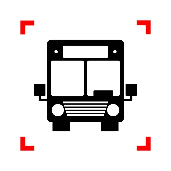 Ilustração do sinal do ônibus. Ícone preto em cantos foco na parte traseira branca — Vetor de Stock
