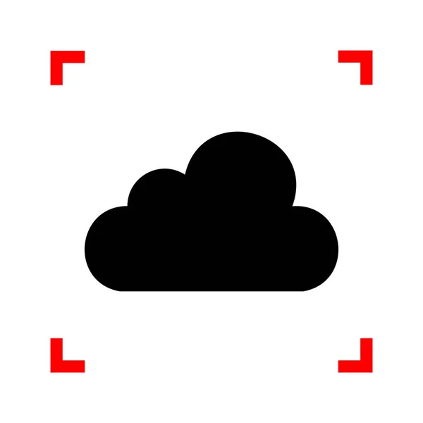 Ilustración del signo de nube. Icono negro en las esquinas de enfoque en blanco ba — Vector de stock