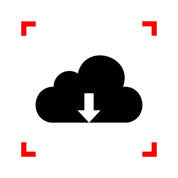 Felhő technológia jele. Fekete ikon-ban fehér hátsó sarkok fókusz — Stock Vector