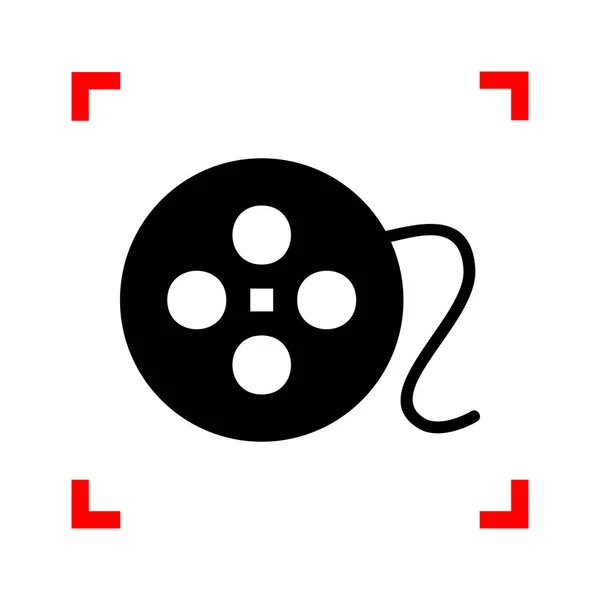 Filmkreiszeichen. schwarzes Symbol in Fokusecken auf weißem Backgro — Stockvektor