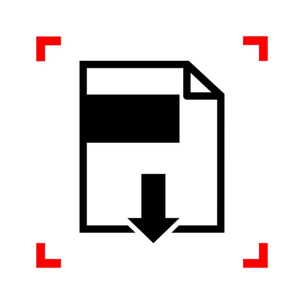 Знак звантаження файлів. Чорна піктограма у кутах фокусування на білому фоні — стоковий вектор