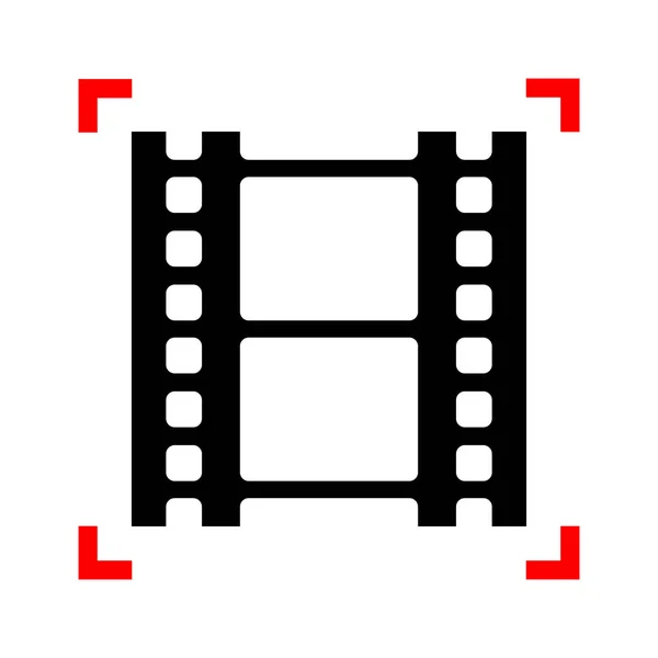 Rulle av filmen tecken. Svart ikon i fokus hörn på vit backgrou — Stock vektor