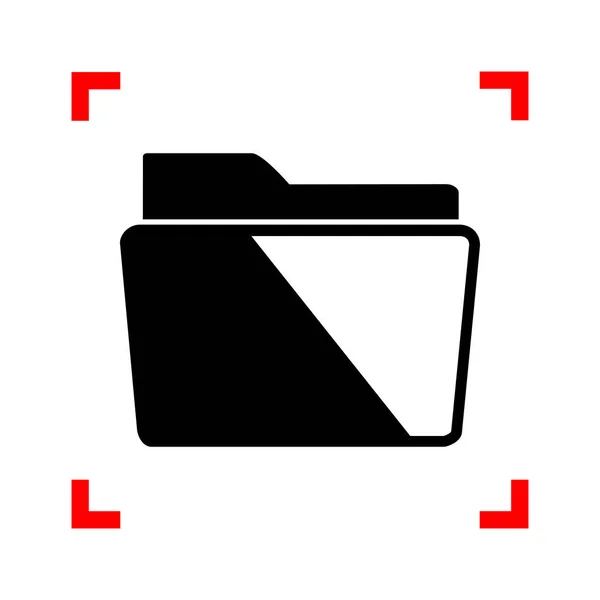 Ilustración del signo de carpeta. Icono negro en esquinas de enfoque en blanco b — Archivo Imágenes Vectoriales