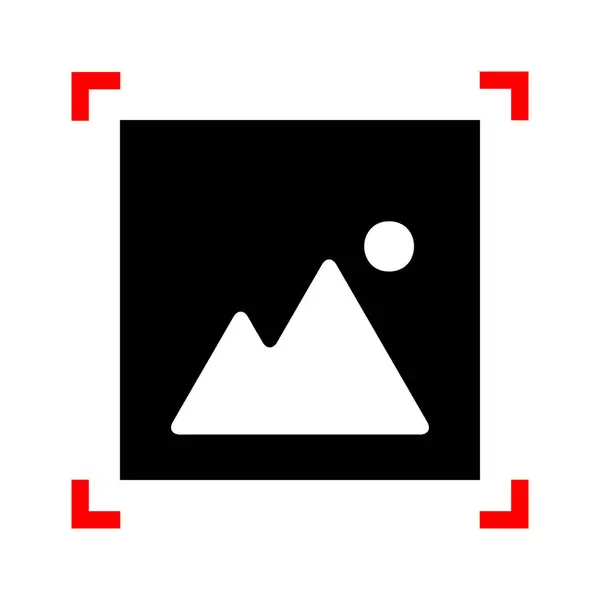 Ilustración del signo de imagen. Icono negro en las esquinas de enfoque en blanco ba — Vector de stock